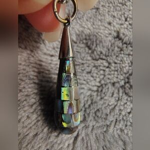 Mosaic Abalone Shell Teardrop Pendant